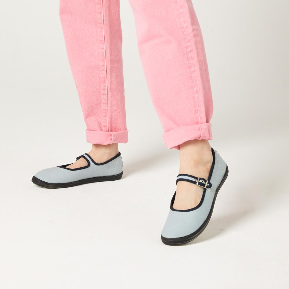 Skono French Rosé Canvas Mary Jane / Lilac Blue