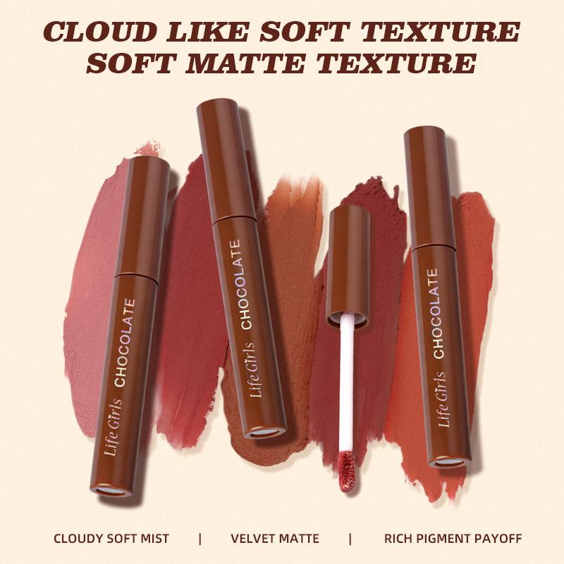 Life Girls Chocolate Lip Glaze, Transfer Proof Non Stick Cup, Matte Waterproof Smudge Proof Lipstick Set, 5 Pieces Liquid Lip Color