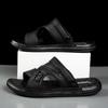 Sandales d'été en cuir véritable pour hommes, pantoufles pour hommes, chaussures de plage à semelles épaisses pour adultes, sandales en cuir antidérapantes Zapatos Hombre