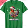 Chicken Santa Christmas Light Funny Xmas Chicken Pajamas TShirt Unisex Summer Streetwear Tops Cotton Ropa Hombre