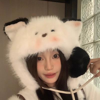 Chapeau en Peluche Renard Rose Mignon Féminin Automne et Hiver Épaissi Chaud Protection des Oreilles Chapeau Lei Feng Chapeau de Ski Tendance