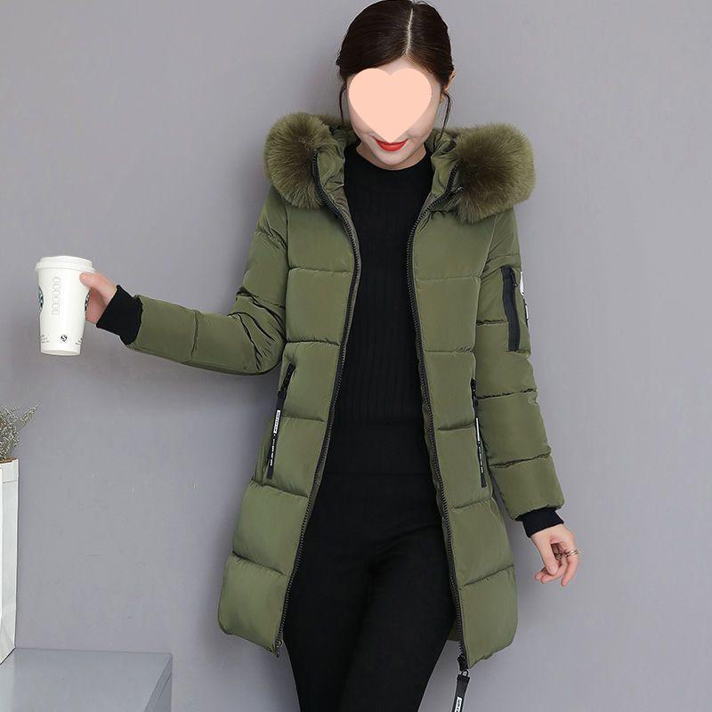 Veste en coton mi-longue pour femme, style coréen 2025, Mambo Menthe, Coupe longue et ajustée avec col en fourrure