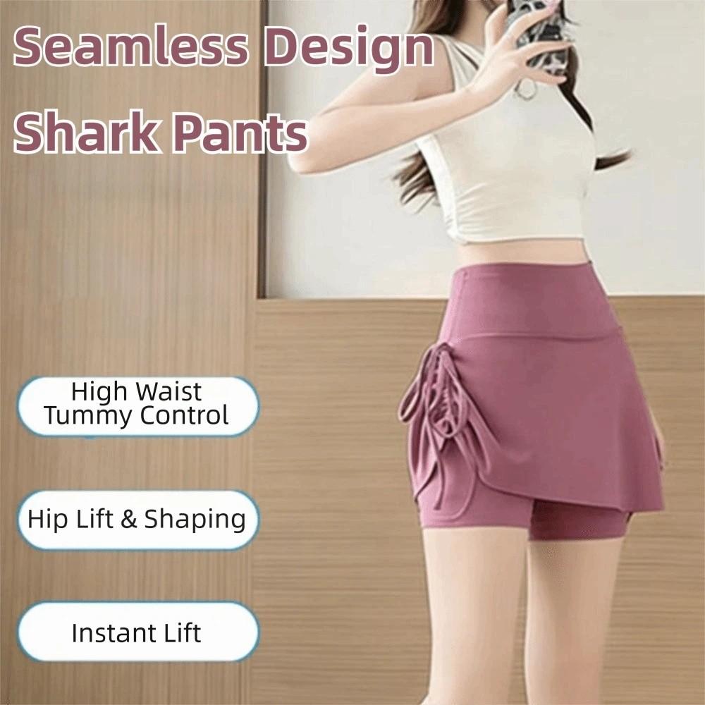 Three-quarter Women's Yoga Skirt Fake Two Piece Fitness Skirt Anti-Light Sports Skirt Pants Tennis