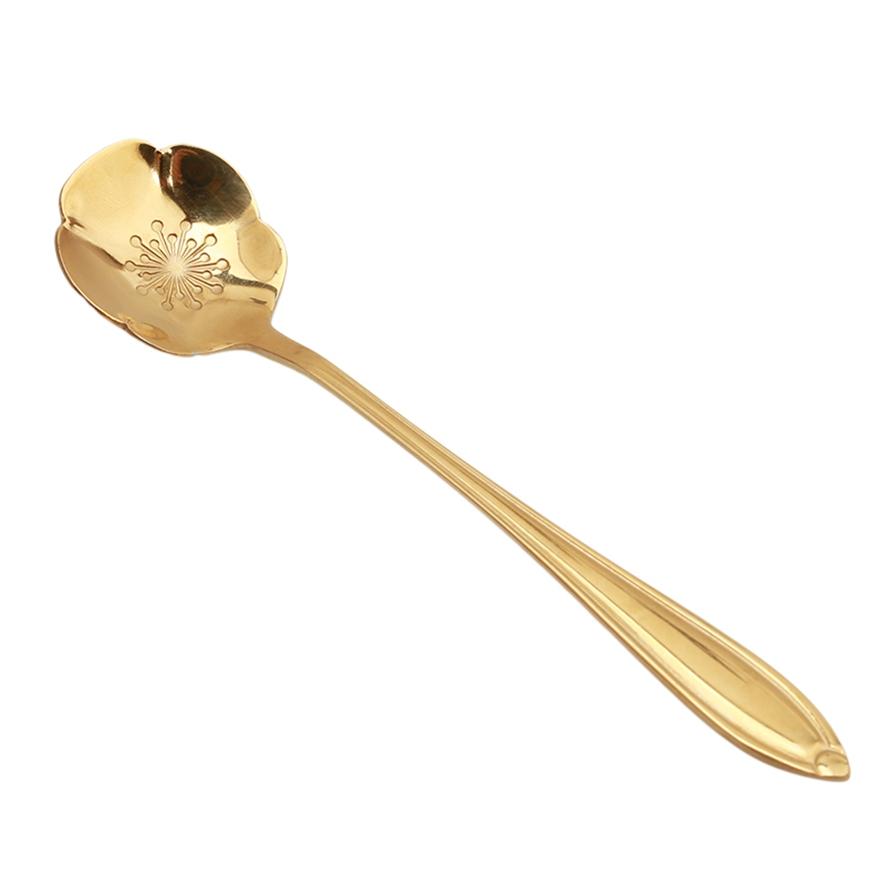 Stainless Steel Dessert Coffee Stirring Spoon Creative Cherry Blossom Spoon Kitchen Seasoning Spoon