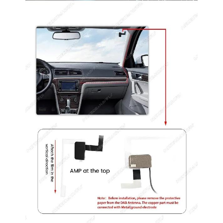 DAB/DAB+ Car Radio Head Unit Aerial Antenna Windshield Mounting SMB SMA Plug Reception Europe GPS Signal Receiver USB All-in-one