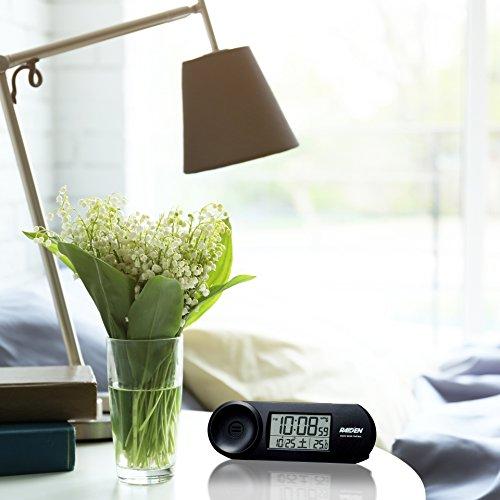 Seiko Clock PYXIS RAIDEN Alarm Clock, Radio-Controlled, Digital, Loud, Black, Dimensions: 5.1 x 14.4 x 4.2 cm, BC407K