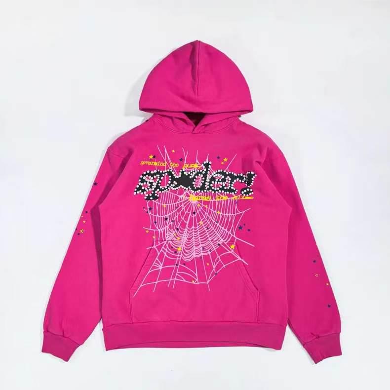 Sudadera con capucha Sp5der Versión Alta Estampado de Telaraña: Ajuste Americano de Moda para Hombre