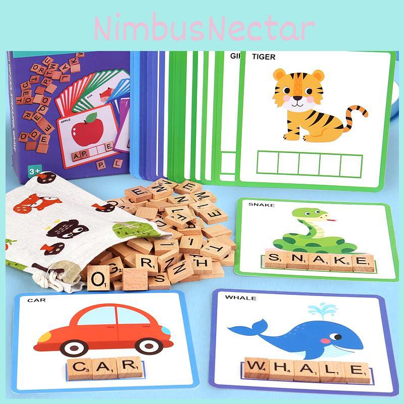 Wooden Alphabet Puzzle Toy For Kids Educational Learning Word Matching Kit