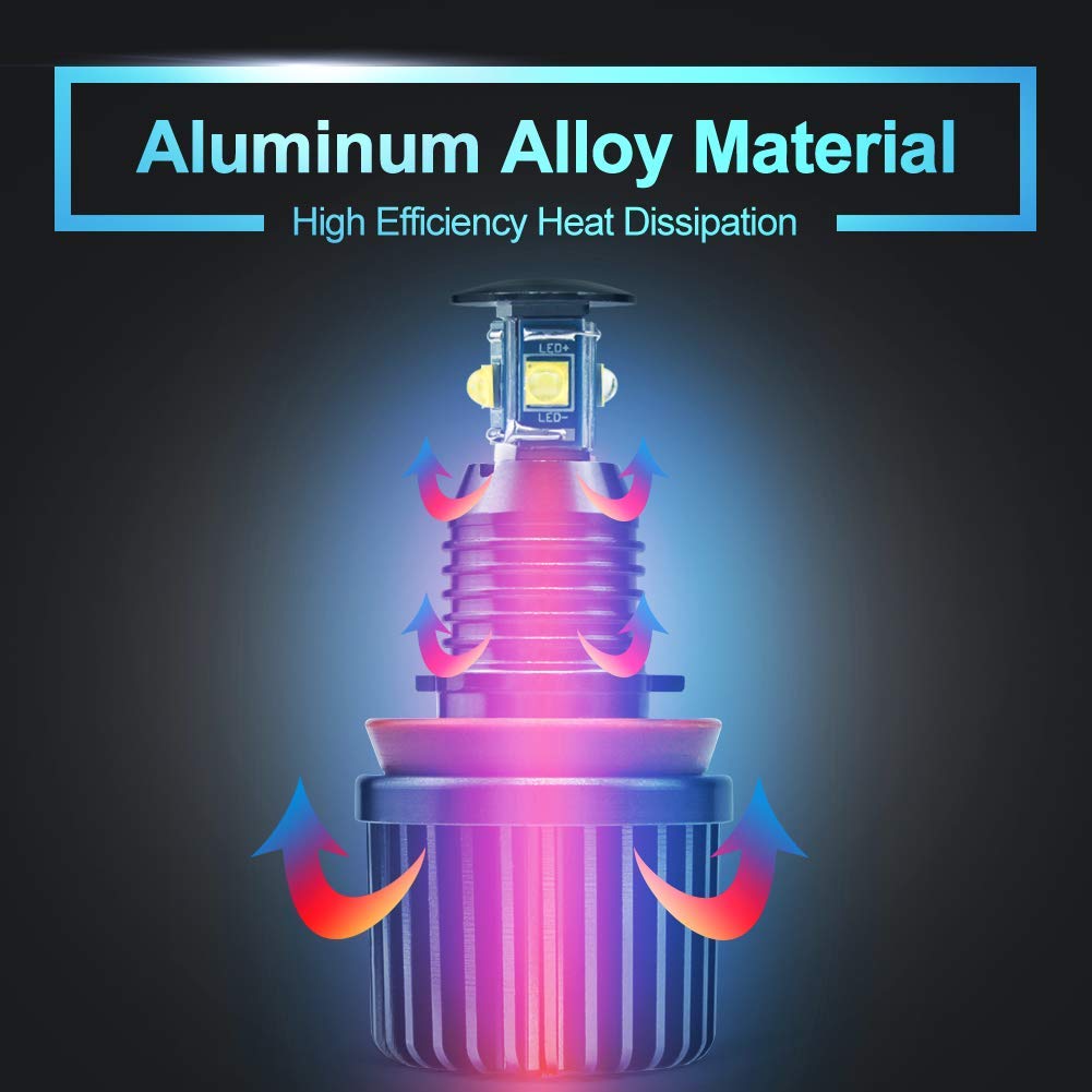 Biqing H8 LED Squid Ring Bulb 40W 6000K LED Canceller Built-in Angel Eye LED