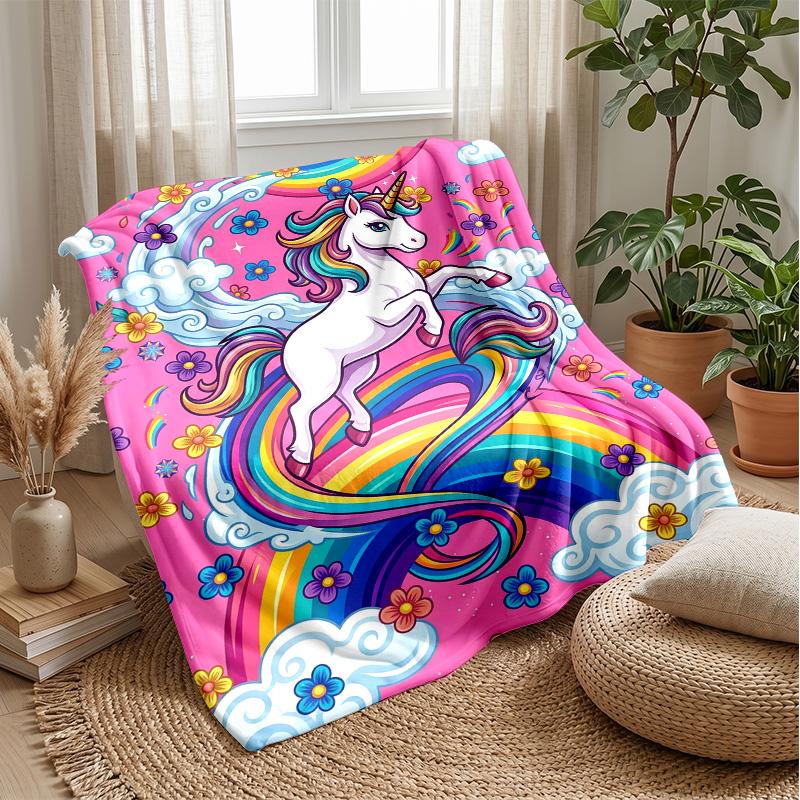 Unicorn Mermaid Cats Theme blanket Lightweight Warm Flannel Blanket Decorative Throw Blanket for Home Decoration