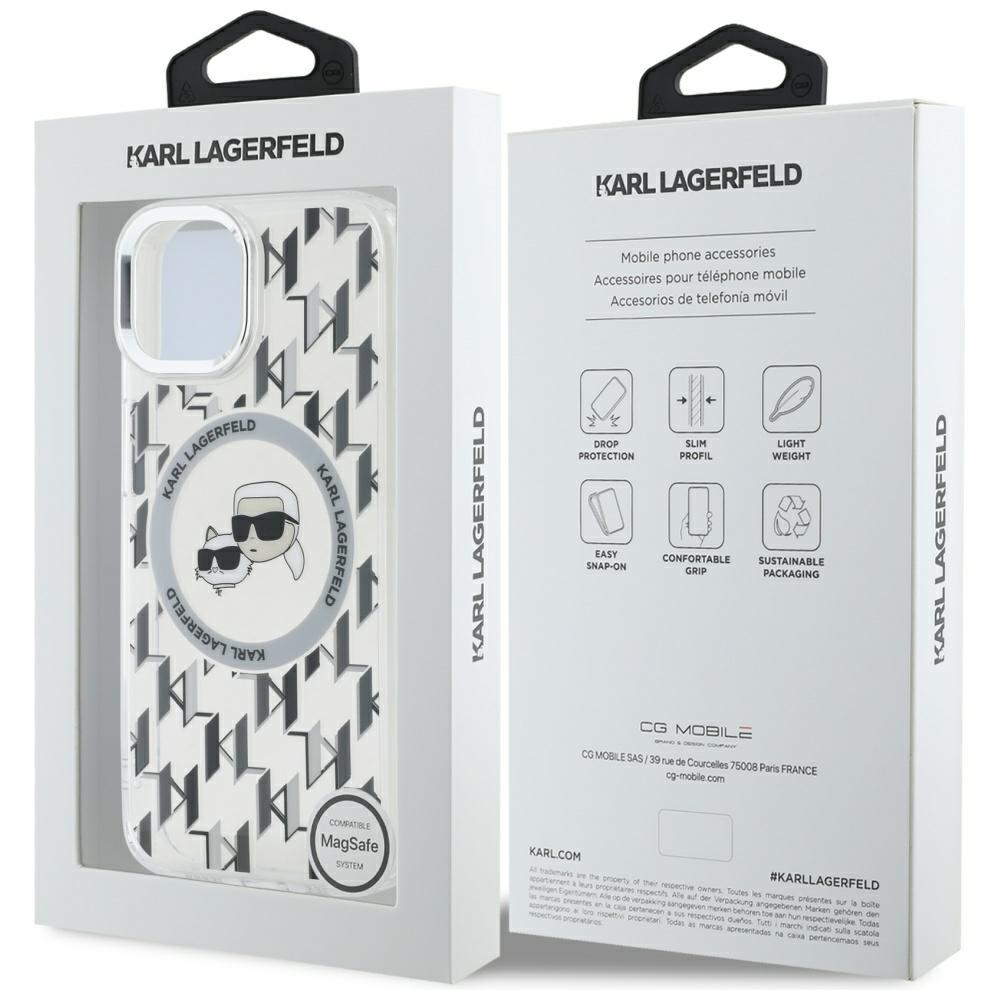 Karl Lagerfeld KLHMP15SHMCKMHT iPhone 15 6.1" Clear/Transparent IML Monogram Karl&Choupette Head MagSafe
