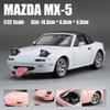 1/32 Mazda MX-5 miniaturní odlitek Miata Roadster hračka model auta zvuk a světelné dveře otevíratelné sběratelský dárek pro děti chlapce i dítě