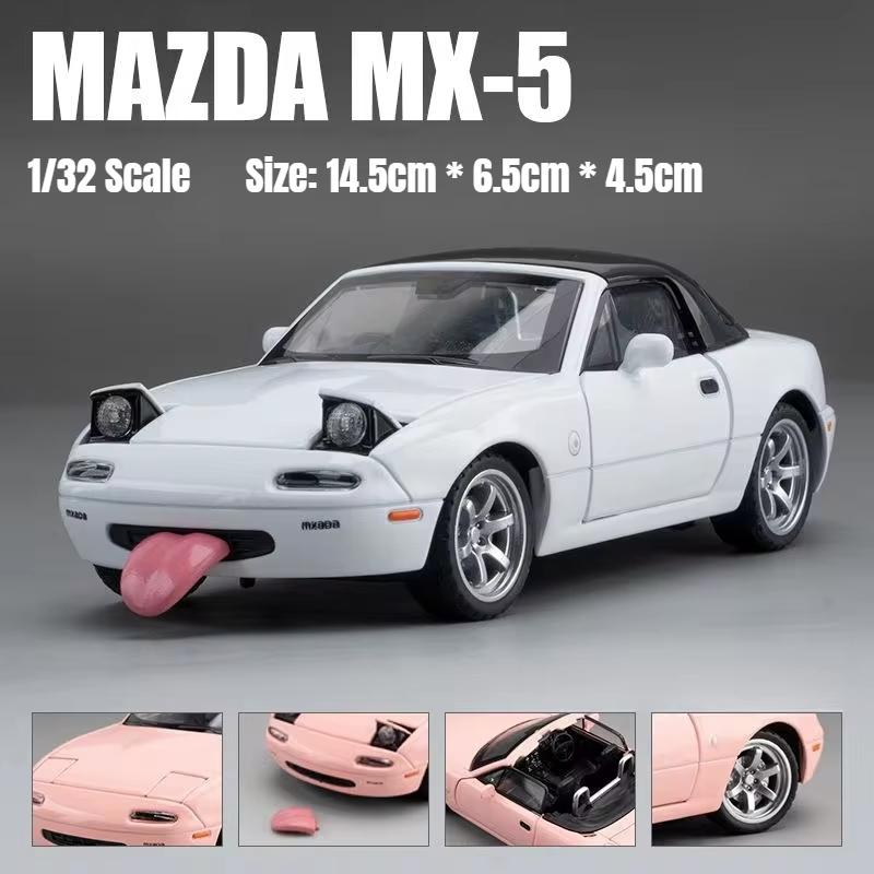 1/32 Mazda MX-5 Miniature Diecast Miata RoadSter Toy Car Model Sound & Light Doors Openable Collection Gift for Children Boy Kid