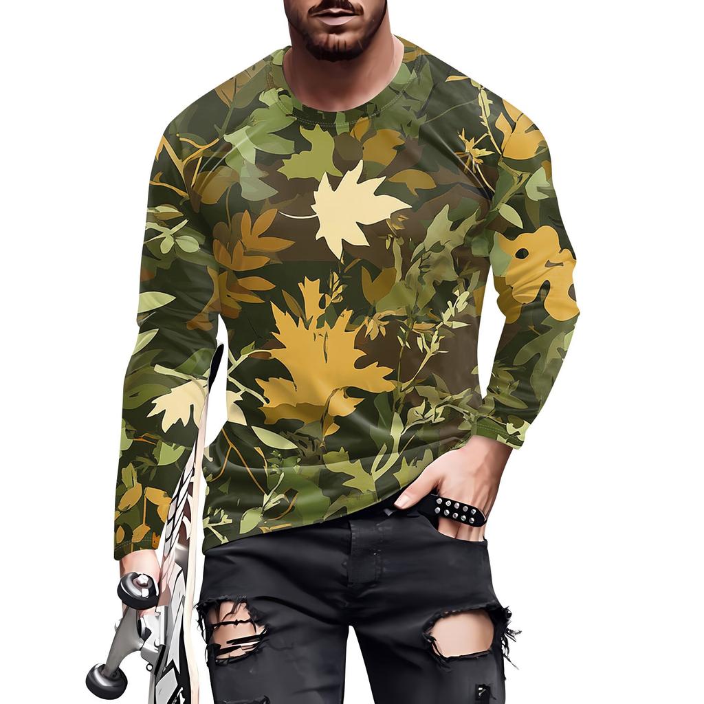 Men's T Shirt O-Neck Clothing Apparel Outdoor Long Sleeve Print Fashion Designer Vintage