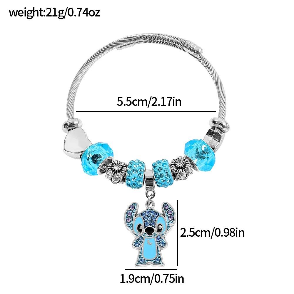 Disney Stitch Cartoon Rhinestone Bracelet Set Cute Fashion Accessories for Women And Girls Ideal Gift for Fans Birthday