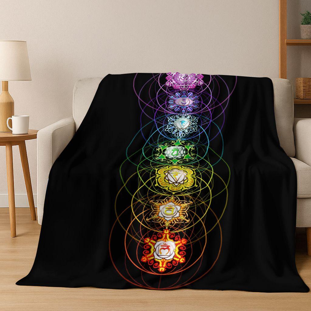 Bohemia Yoga chakra Mandala Spirit Meditation Flannel Blanket,Cozy Soft Throw Blanket for Home Bedroom Bed Sofa Cover Gift Kid