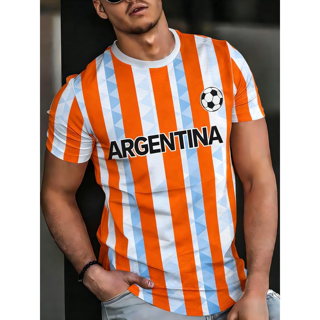 Contrast striped printed T-shirt