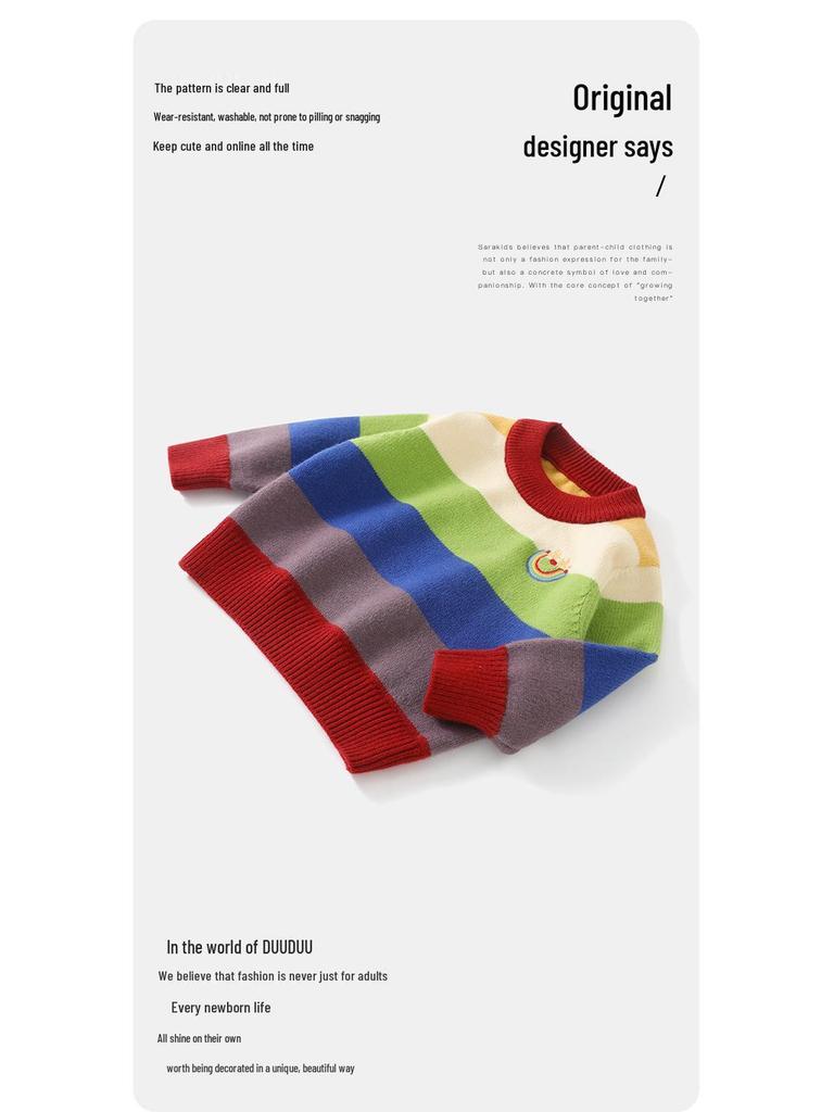 DUUDUU 2025 Baby Boy Knit Pullover: New Autumn/Winter Korean Style Warmer Toddler Sweater