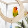 Bite Resistant Bird Flower Mirror Toy Moon-shaped Parrot Swing Stand  For Small Parrot