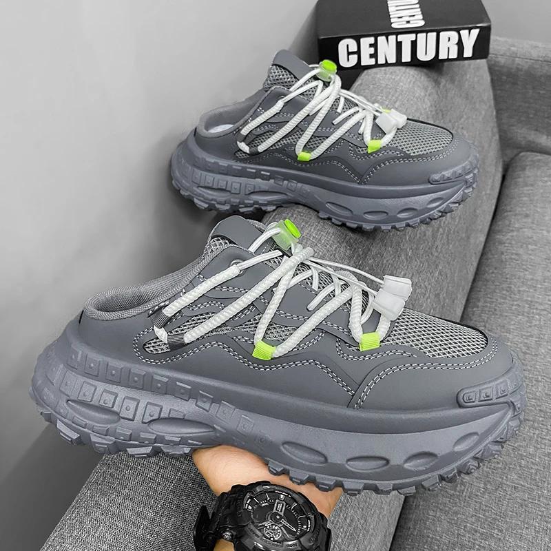 

Масивні кросівки, чоловічі дизайнерські спортивні туфлі з покришками, модні повсякденні шкіряні сітчасті дихаючі туфлі на плоскій платформі. 39