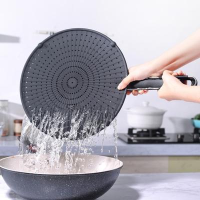 Protection contre les éclaboussures de graisse avec poignée, poêle à frire en Silicone réutilisable, antiadhésive, résistante à la chaleur, écran anti-éclaboussures d'huile, outil de cuisine