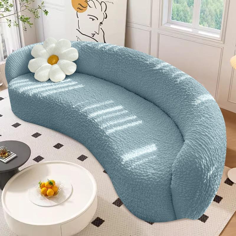 

Solid Color Curved Sofa Cover Arc Stretch Semi-Circular Curved Sofa Cover Shaped Couch Protector Sectional Sofa Slipcover S-90-140cm