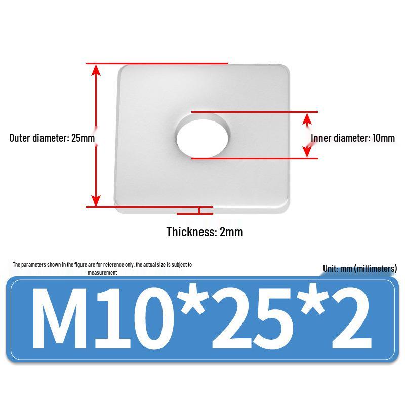304 Stainless Steel Thickened Square Flat Washers M4-M24