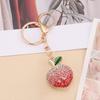 Peach Keychain Full Diamond Gradient Sparkling Crystal Alloy Fruit Key Ring with Lobster Clasp for Keys Bags Car Backpack Pendant Charm Gift