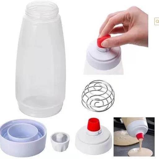 Hand Cranked Batter Dispenser with Scale Cream Mixing Bottle for Muffin Pastry Baking Restaurant Kitchen Tool