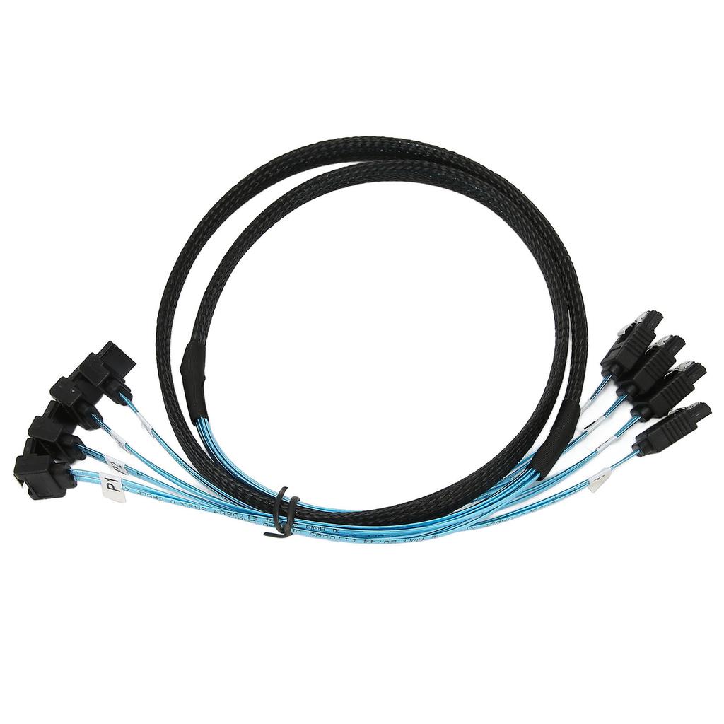 Mini SAS Kabel 4 SATA auf 4 SATA Gerade Gebogenes Kabel 6Gbps Entstört Doppelte Gruppe