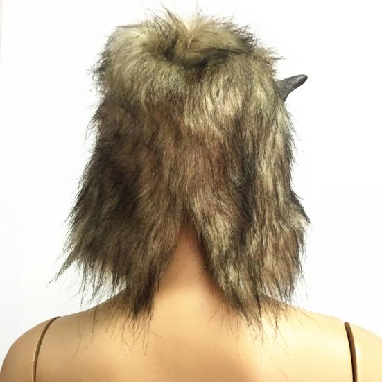 Halloween Horror Savage Wolf Head Mask Masquerade Fluffy Headgear Decoration