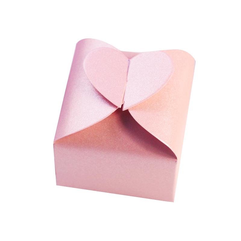 European Heart-Shaped Pearlescent Candy Box - Rose Red Wedding Packaging