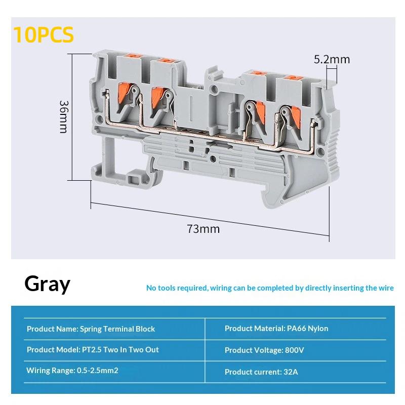 1/10Pcs Pt2.5 Quattro Push-In Spring 4-Conductor Strip Plug Pt 2.5 Wire Electrical Connector Din Rail Terminal Block Pt2.5-Qu