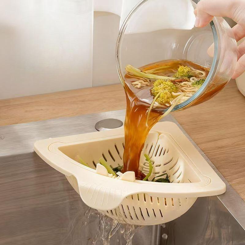 Sink Swan Drain Basket Household Magnetic Kitchen Vegetable Washing Multi-functional Pool Triangular Plastic Water Filter Rack