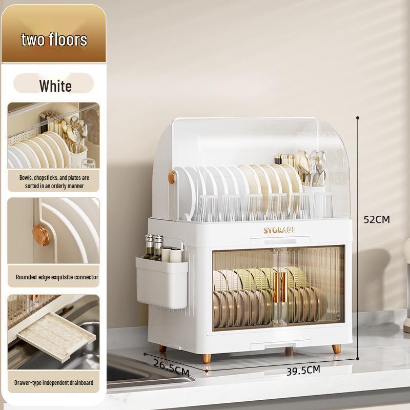 Kitchen Dish Rack with Lid: Bowl, Chopstick, and Cutlery Organizer