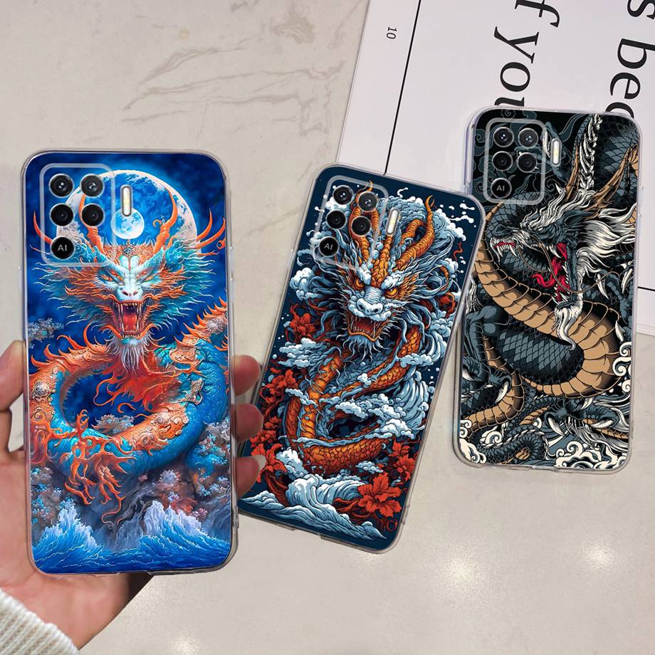 Für Oppo Reno5 Lite 5 Lite Handyhülle Weiches TPU Silikon Fundas Oppo A94 4G 5G Hülle Drachen Marmor Luxus Girly Malerei Capa