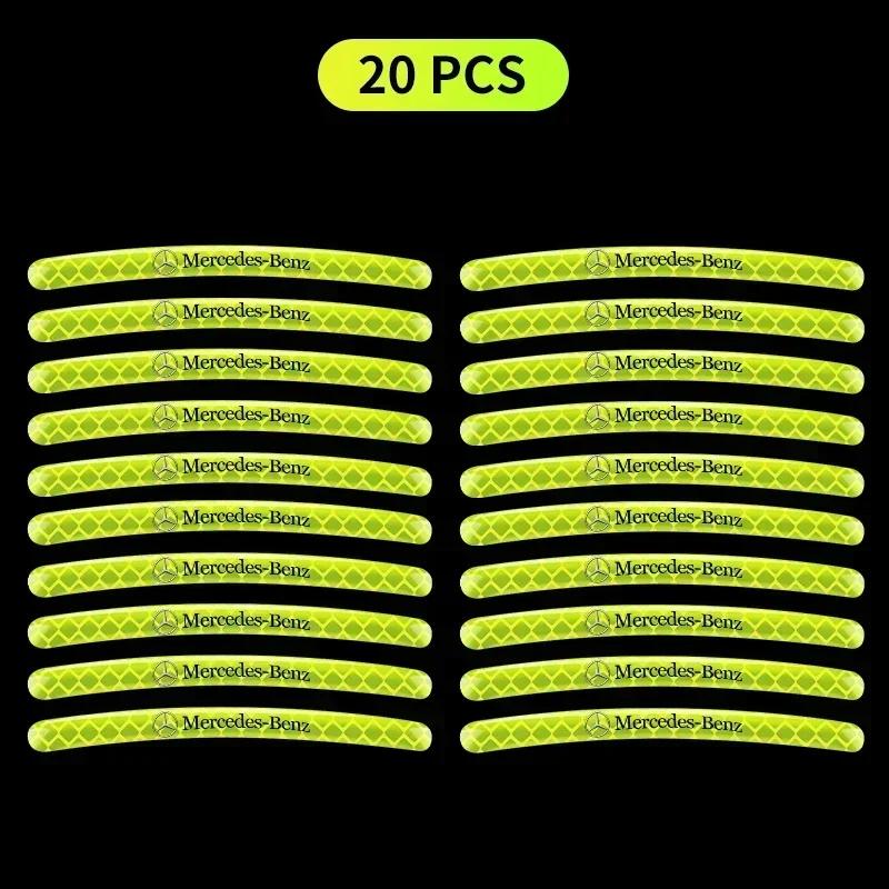 2025 För Mercedes-Benz 20 st Ljusande Bilfälgklistermärken Högreflekterande Randtejp För Mercedes Benz B/C/E/S-klass A-klass