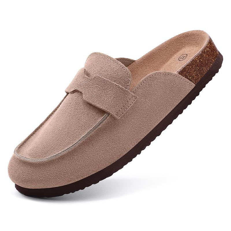 Fashion Kidmi Women's Slippers Indoor And Outdoor New Cork Sole Genuine Cow Suede Clogs Comfortable Beach Slippers Popular Potato Shoes