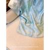 Blue Jacquard Button Short-sleeved Shirt Women's Summer New Daily Wear Cheongsam Collar Small Top