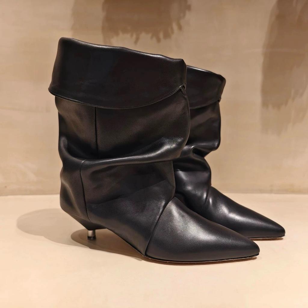 Fashion NEW Vintage Women Ankle Boots Fashion Pointed Toe Shoes Autumn Winter High Heel Ladies Elegant Stretch Slim Short Booties