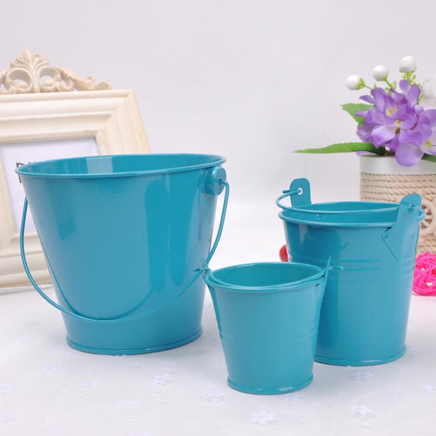 Mini Metal Flowerpots Bucket Tin Candy Gift Box Garden Pots Planters Succulent Pot Balcony Planters Hook Flower Pot Garden Tubs