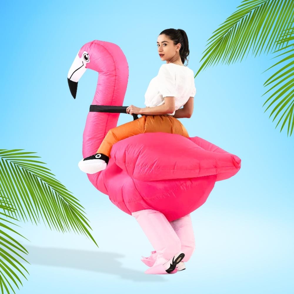Flamingo Inflatable Suit Costume Disguise Self-inflating Pink Suit