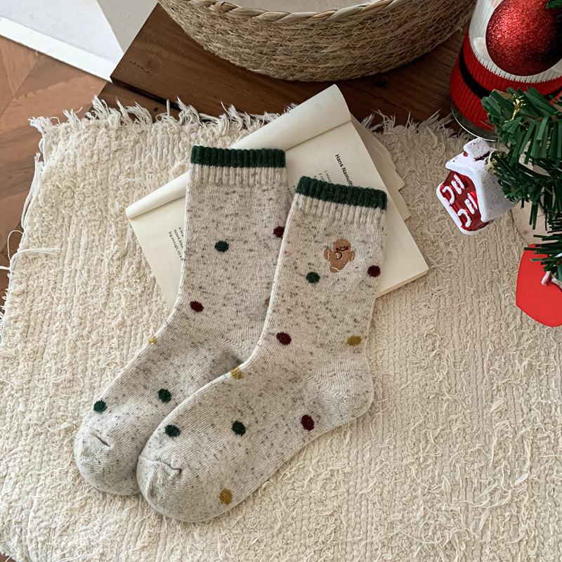 Cartoon Christmas Wool Socks For Kids Winter Thickening Warm Socks Piled Up With Cute Socks