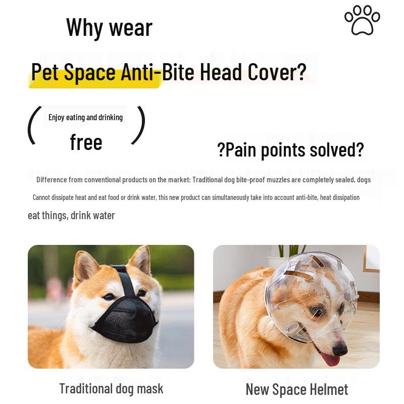 Dog & Cat Protective Space Helmet Collar - Anti-Bite, Elizabethan, Pet Head Cover