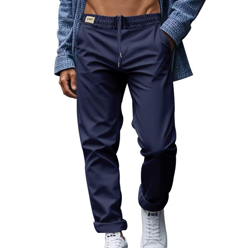 Men's Relaxed Fit Comfortable Quick-Dry Waistband Casual Business Solid Colour Trousers