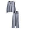 Casual Two-Piece Plus Size Wide-Leg Pants Knitwear Suit with Pockets