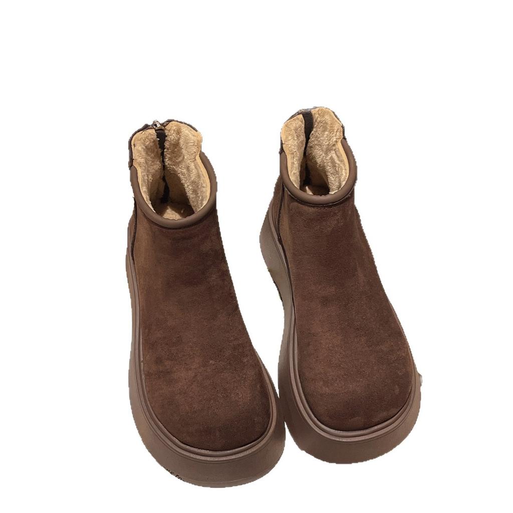 British Style Thick-soled Cigarette Boots Women's 2025 Autumn and Winter New Velvet Suede Martin Boots Short Thin Boots Short Boots