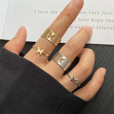 Ring Set 2 Piece Creative Personality Butterfly Punk Couple Rings