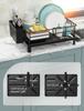 dish draining rack,Cutlery rack with drain tray and drip line,cup holder,cutlery holder,Kitchen countertop storage rack
