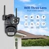 12MP 6K HD External WiFi IP Camera Outdoor 8x Zoom Three Lens Dual Screen Auto Tracking Security Protection CCTV Surveillance iCSee App